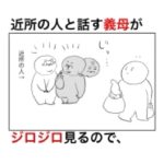 近所の人と話す義母がジロジロ見てきたのでスルーしたら後からネチネチウザいことを言ってきた。